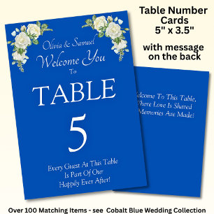 Table Number - with Welcome Message Cobalt Blue