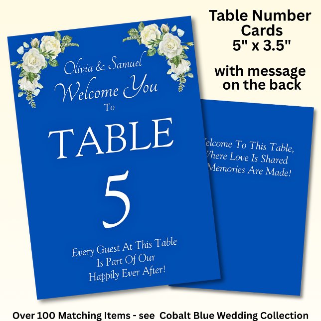 Table Number - with Welcome Message  Cobalt Blue (Creator Uploaded)