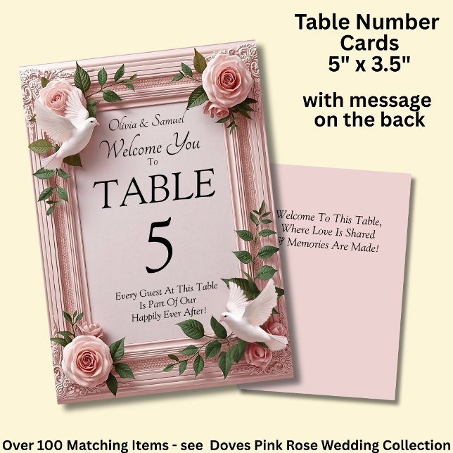 Table Number - with Welcome Message  Dove Roses (Creator Uploaded)