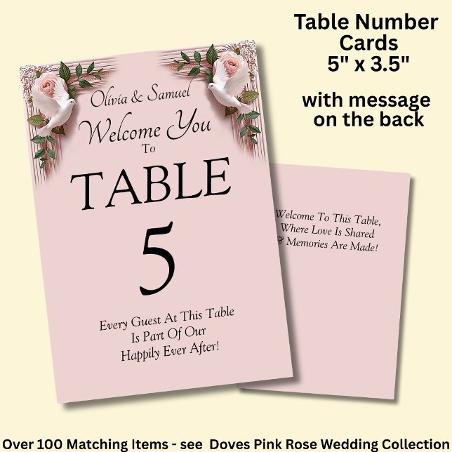 Table Number - with Welcome Message  Dove Roses (Creator Uploaded)