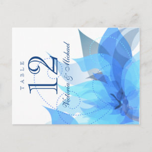 Table Numbers - Abstract Floral - Blue & White Postcard