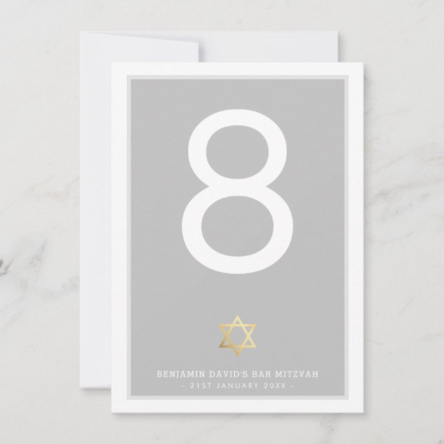 TABLE NUMBERS Bar Mitzvah star of david grey (Front)