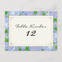Table Numbers Blue Hydrangea Lace Floral Formal