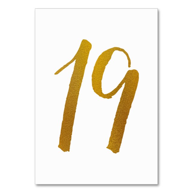 Table Numbers - Casual Brush Script Typography -19 (Front)