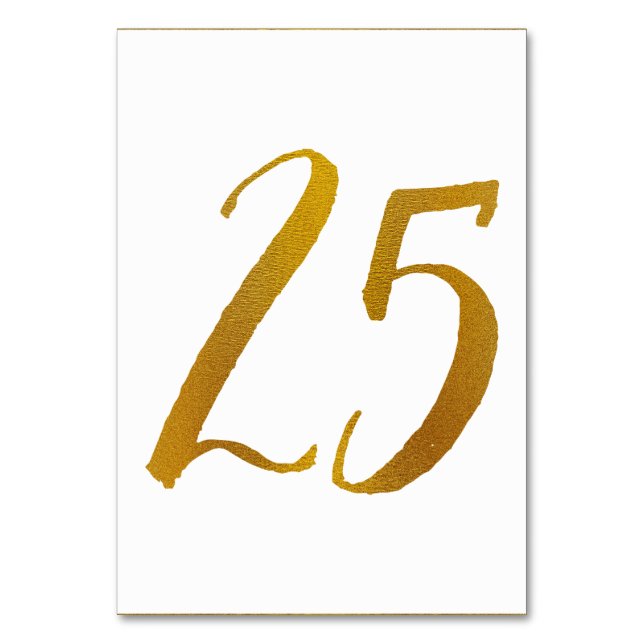 Table Numbers - Casual Brush Script Typography -25 (Front)