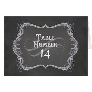 Table Numbers - Chalkboard Typographic Leaf Swirl