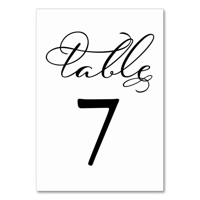 Table Numbers | Elegant Calligraphy Wedding (Front)