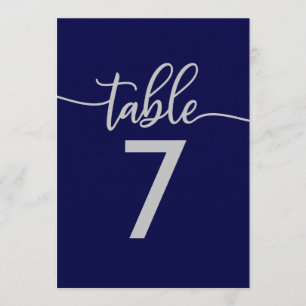 Table Numbers   Elegant Navy Blue Silver Wedding