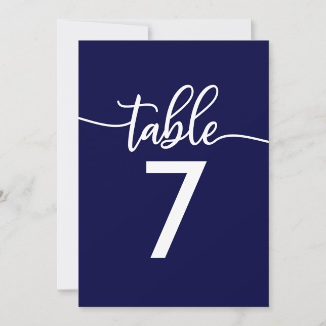 Table Numbers | Elegant Navy Blue Wedding (Front)