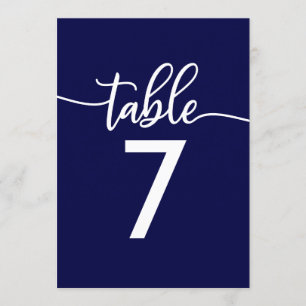 Table Numbers Elegant Navy Blue Wedding