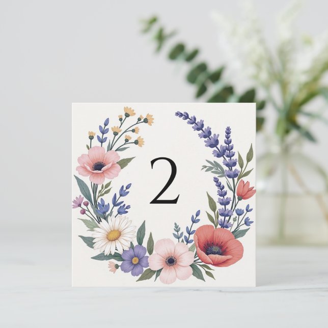 Table numbers floral border (Standing Front)