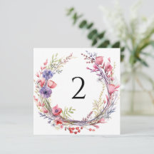 Table numbers floral border