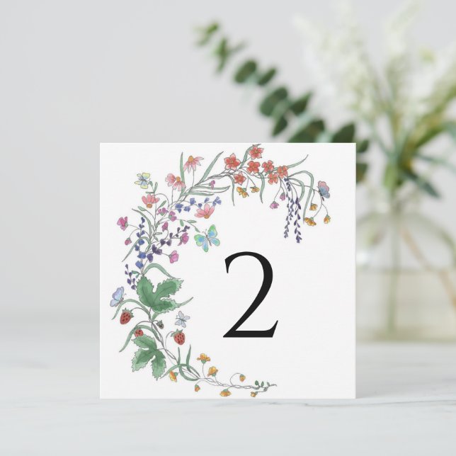 Table numbers floral border simple elegant  (Standing Front)