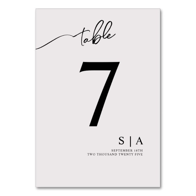 Table Numbers for a modern wedding. (Front)