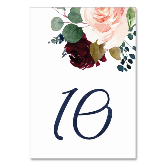 Table Numbers for KJ Watercolor Blue Font #10 (Front)