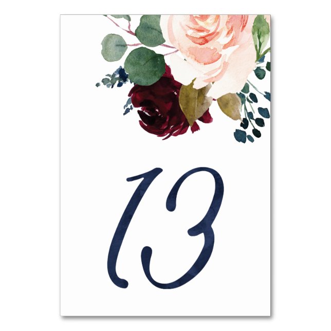 Table Numbers for KJ Watercolor Blue Font #13 (Front)