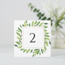 Table numbers greenery border