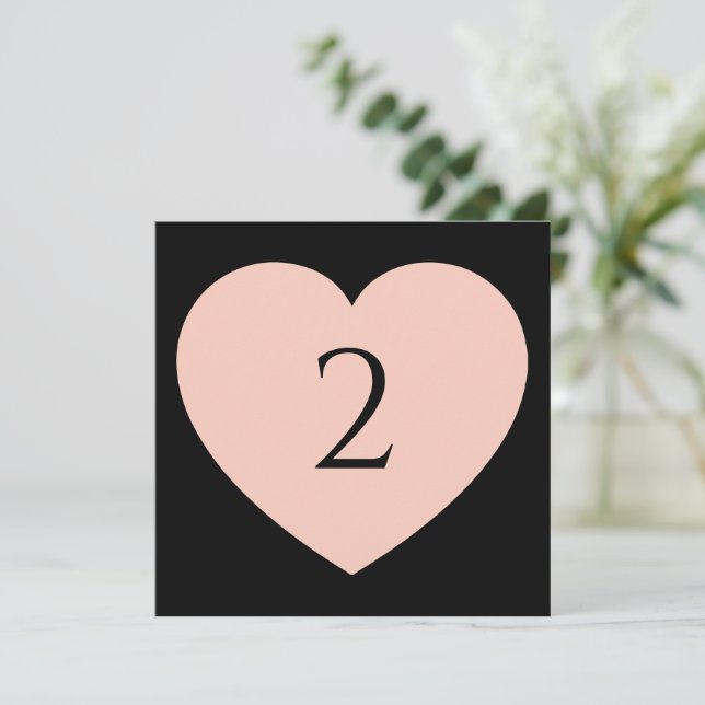 Table numbers heart border (Standing Front)