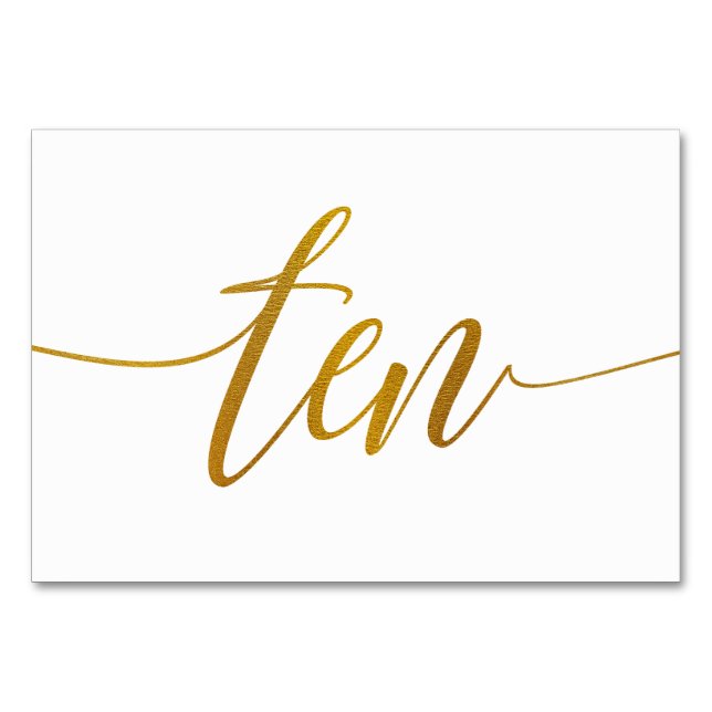 Table Numbers - Luxe Typography -Faux Gold Foil 10 (Front)