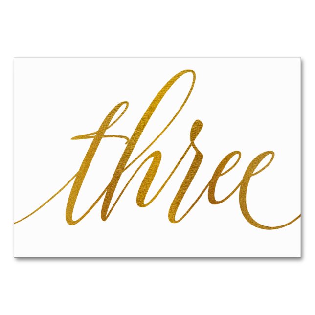 Table Numbers - Luxe Typography (Faux Gold Foil) 3 (Front)