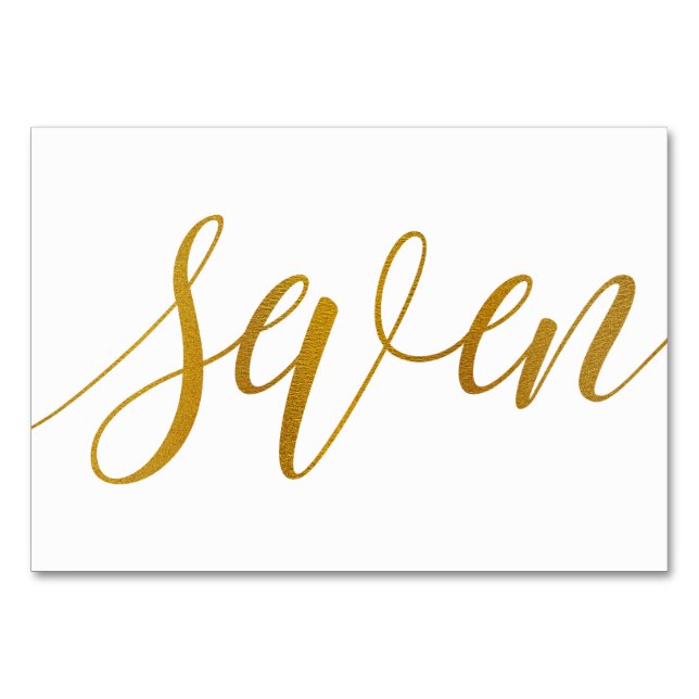 Table Numbers - Luxe Typography (Faux Gold Foil) 7 (Front)