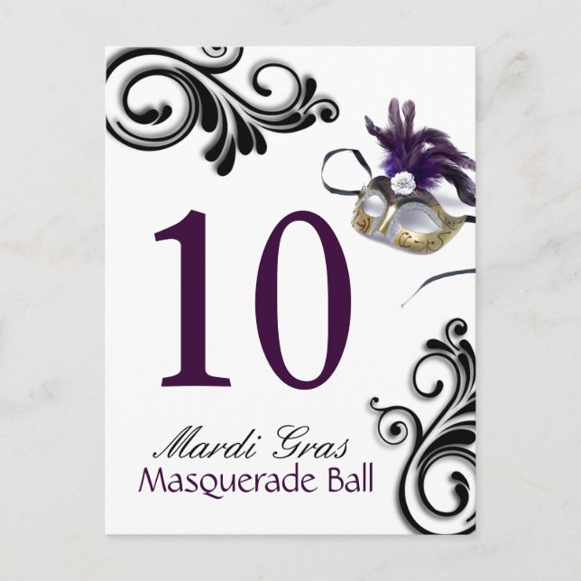 Table Numbers - Masquerade Ball Postcard (Front)