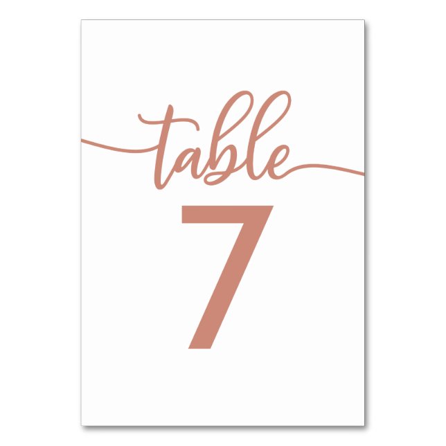 Table Numbers | Rose Gold Copper Wedding (Front)