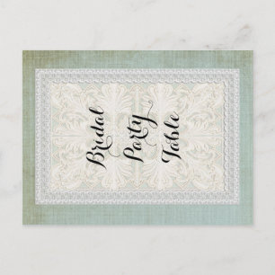 Table Numbers Rustic Lace w Aged Vintage Linen Postcard