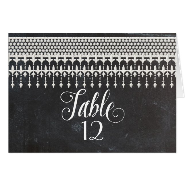 Table Numbers Rustic Vintage Lace Chalkboard (Front Horizontal)