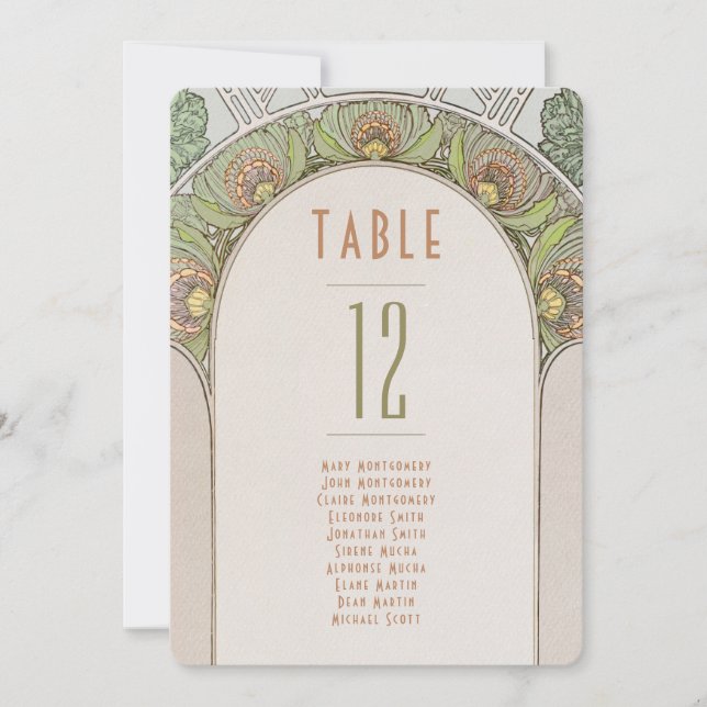 Table Numbers Vintage Art Nouveau Wedding (Front)