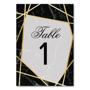Table Numbers Wedding Black Marble Elegant Cards