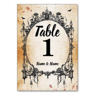 Table Numbers Wedding Gothic Frame Halloween Cards