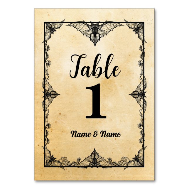 Table Numbers Wedding Gothic Frame Halloween Cards (Front)