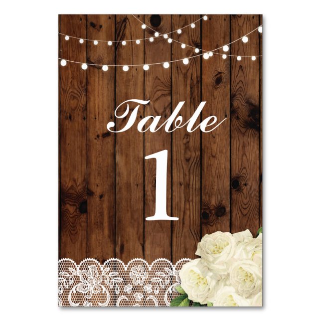 Table Numbers Wedding Lace Cards Display (Front)