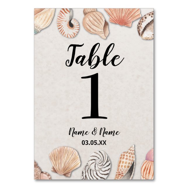 Table Numbers Wedding Shells Ocean Beach Wedding (Back)