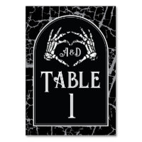 Table Numbers Wedding Skeleton Heart Hands