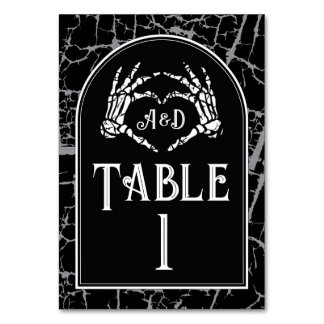 Table Numbers Wedding Skeleton Heart Hands 