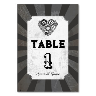 Table Numbers Wedding Steampunk Wedding Hearts Cog
