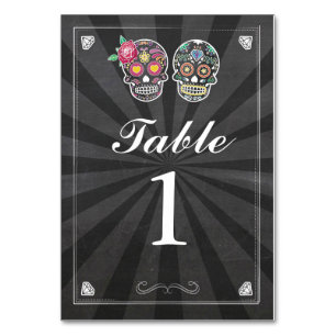 Table Numbers Wedding Sugar Skull Chalk Cards