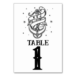 Table Numbers Wedding Traditional Tattoo Anchor