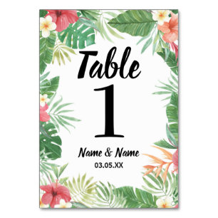 Table Numbers Wedding Tropical Aloha Flowers