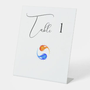 Table Numbers- Wedding-Twin Flames-White- Pedestal Sign