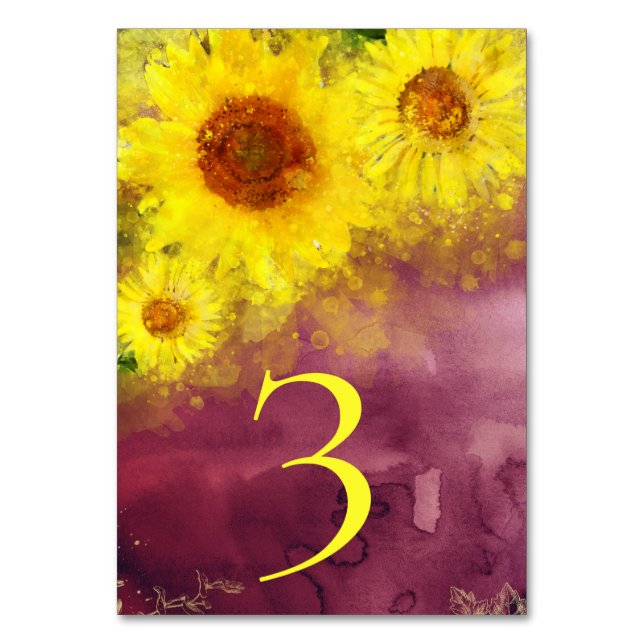 *~* TABLE NUMBERS Wine Sunflower  Wedding (Front)