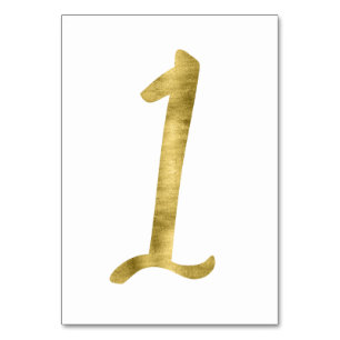 Table Numbers With Gold Foil Effect Number 1