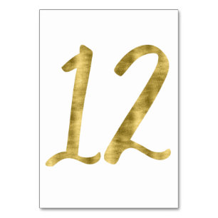 Table Numbers With Gold Foil Effect Number 12