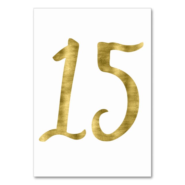 Table Numbers With Gold Foil Effect Number 15 (Front)