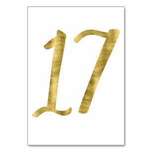 Table Numbers With Gold Foil Effect Number 17