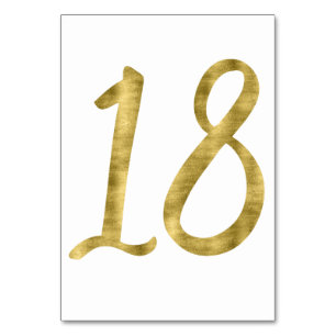 Table Numbers With Gold Foil Effect Number 18