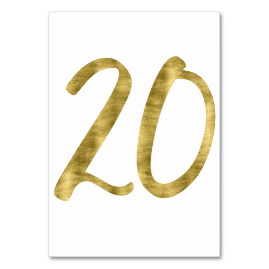 Table Numbers With Gold Foil Effect Number 20 | Zazzle.co.uk