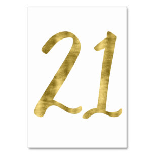Table Numbers With Gold Foil Effect Number 21
